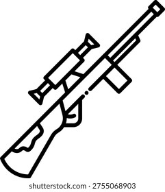 Outline Icon of a Sniper Rifle with Scope