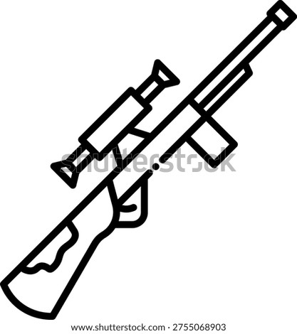 Outline Icon of a Sniper Rifle with Scope