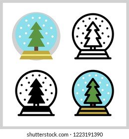 Outline Icon of Snow Globe, Symbol of Merry Christmas, Filled Outline Pictogram Graphic for Web Design, Flat Vector Symbol for Winter Holiday