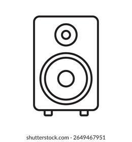 Outline icon of a speaker. Suitable for sound system, audio output, multimedia, and digital entertainment usage. Vector design with editable stroke. Vector Illustration