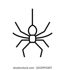 Ícone de contorno de um inseto-aranha, muitas vezes associado a temas de medo e Halloween. Ótimo para desenhos assustadores ou de terror. Ícones de estrutura de tópicos Coleção. traçado editável. ilustração de vetor
