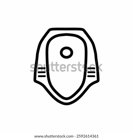 an outline icon of a squat closet, commonly representing a traditional floor toilet. 