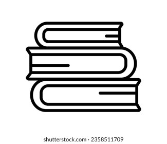 Outline icon of stack of books. Reading in the library. Pages and cover. Literature, encyclopedia and textbooks. Preparation for study. Linear image. isolated object. Vector illustration.