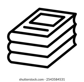 Icono de contorno de una pila de libros, que simboliza la educación. Trazo editable.