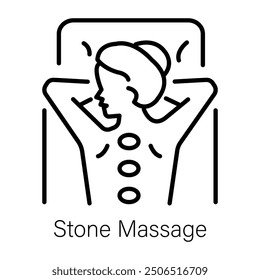 An outline icon of stone massage 