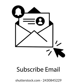 An outline icon of subscribe email