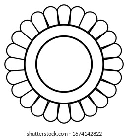 Outline icon of sunflower in a flat style with a white background. Vector illustration