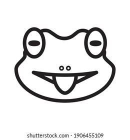 outline icon symbol emoji frog face mocking vector illustration