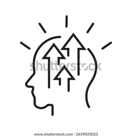 Outline icon symbolizing a positive and progressive growth mindset, ideal for motivation, success, leadership, and self-improvement visuals.