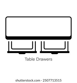 An outline icon of table drawers 
