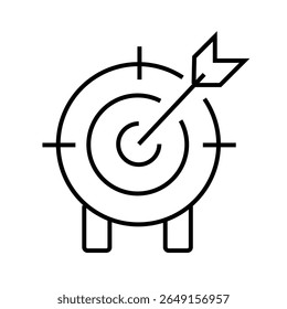 Outline icon of a target with a dollar sign, representing business goal or financial strategy. Editable stroke. Vector illustration.