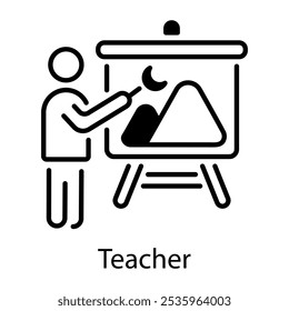 An outline icon of teacher explaining 