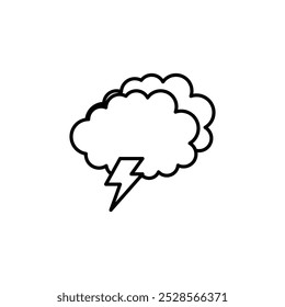 Outline icon of a thundercloud with a lightning bolt, symbolizing stormy weather.