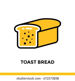 Outline icon TOAST BREAD of bakery, cooking. Vector line icons suitable for info graphics, print media and interfaces