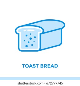 Outline icon TOAST BREAD of bakery, cooking. Vector line icons suitable for info graphics, print media and interfaces