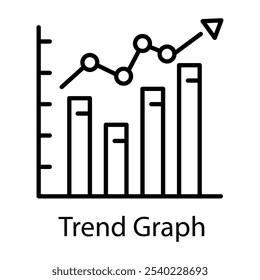 An outline icon of trend graph 