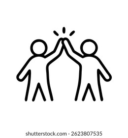 Outline icon of two people giving a high five