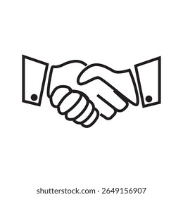 Outline icon of two people shaking hands symbolizing business negotiation and agreement. Editable stroke. Vector illustration.