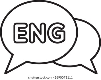 Outline icon of two speech bubbles with 'ENG' inside one.