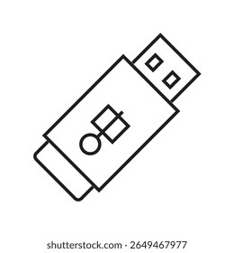 Ícone de estrutura de tópicos da unidade flash USB. Representa armazenamento de dados, transferência digital, backup e dispositivo de mídia portátil. Traçado editável, ilustração vetorial.