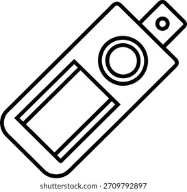 Icono de esquema de una unidad flash USB. Perfecto como símbolo de almacenamiento, tecnología, datos o transferencia de archivos. Diseño limpio y minimalista.