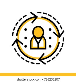 Outline icon User behavior prediction. Data science technology and machine learning process. Suitable for print, website and presentation