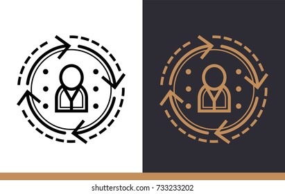 Outline icon User behavior prediction. Data science technology and machine learning process. Suitable for print, website and presentation