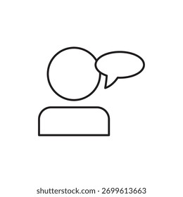 Outline icon for user chat, message, conversation, or communication.