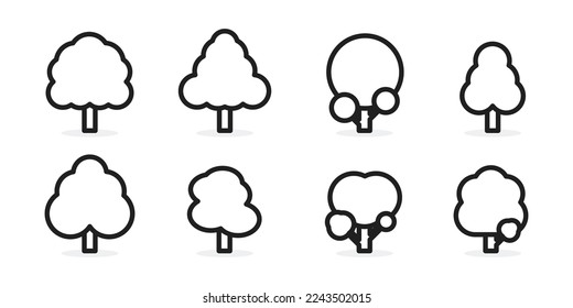 outline icon Vector illustration tree set bundle