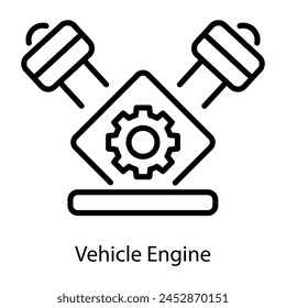 Icono de contorno del motor del vehículo 