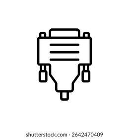 Outline Icon of VGA Connector Port for Display Devices and Computer Hardware in Minimal Style