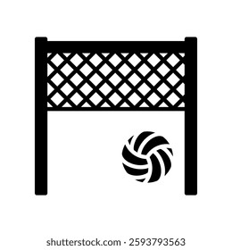 Outline Icon of Volleyball Net with Volleyball Ball