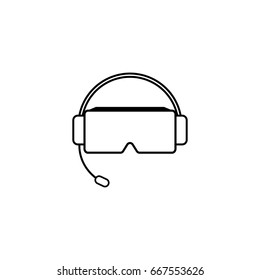 Outline icon for VR (Virtual Reality) including headset, Vector Illustration