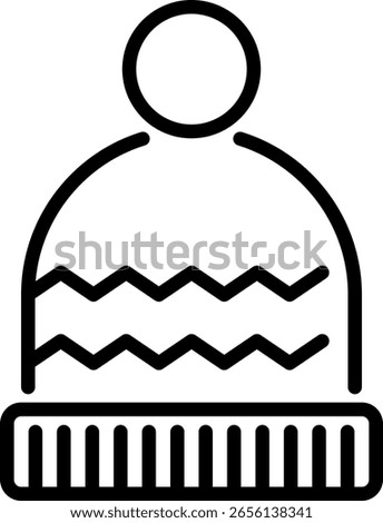 Outline icon of warm knitted hat. Vector format with editable stroke. Perfect for autumn and winter apparel or cozy designs.