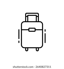 Outline Icon of Wheeled Travel Bag Thin Line for Tourism Vacation or Flight Baggage Use