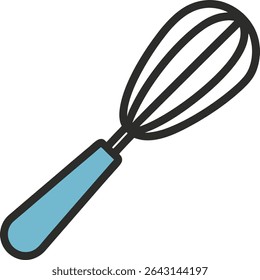 Outline icon of a whisk isolated on a white background