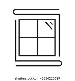Ícone de contorno do quadro de janela, comumente usado em construção, habitação e projeto arquitetônico. Ilustração editável do vetor. traçado