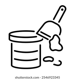 An outline icon of a wood filler bucket with a spatula