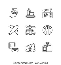 Outline icons about airport.