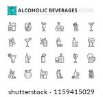 Outline icons about alcoholic beverages. Drinks. Editable stroke. 64x64 pixel perfect.