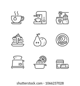 Outline icons about breakfast