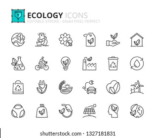 Outline Icons About Ecology Editable Stroke Stock Vector (Royalty Free ...