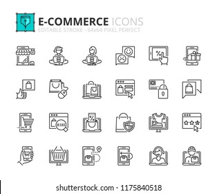 Outline icons about ecommerce. Online shopping. Editable stroke. 64x64 pixel perfect.