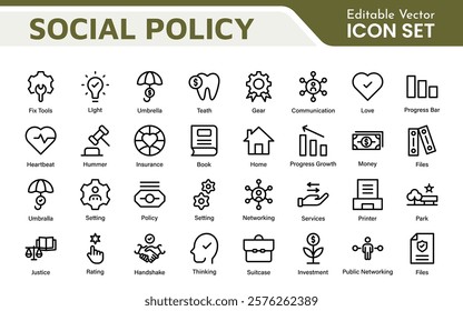 Outline icons about ESOP employee stock ownership plan. Contains such icons as company, win-win, scheme and benefits.