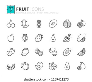 Outline icons about fruit. Pets. Editable stroke. 64x64 pixel perfect.