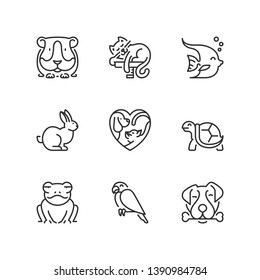 Outline icons about lovely pets