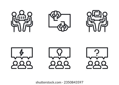 Outline icons about meeting. Vector