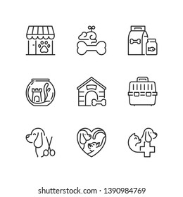 Outline icons about pet store