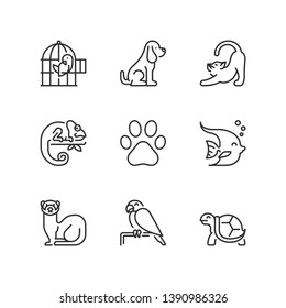 Outline icons about pets. Animal icons