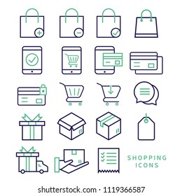 Outline icons about shopping